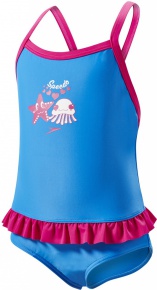 Speedo Fantasy Flowers Frill Suit Kid Neon Blue/Electric Pink/White
