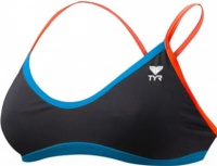 Női fürdőruha Tyr Solid Brites Crosscutfit Bikini Top Black/Blue/Coral