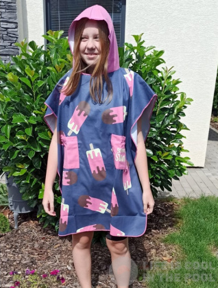 Poncsó BornToSwim Ice Cream Poncho Junior Blue/Pink
