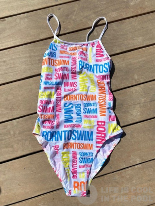 Női fürdőruha BornToSwim Logo Swimsuit Rainbow